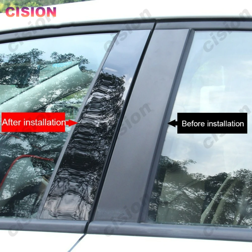 Chrome Black Carbon Fiber Car Door Center B C Pillar Post Cover Trim For Geely EX2 Window Middle Column PC Mirror Effect Sticker