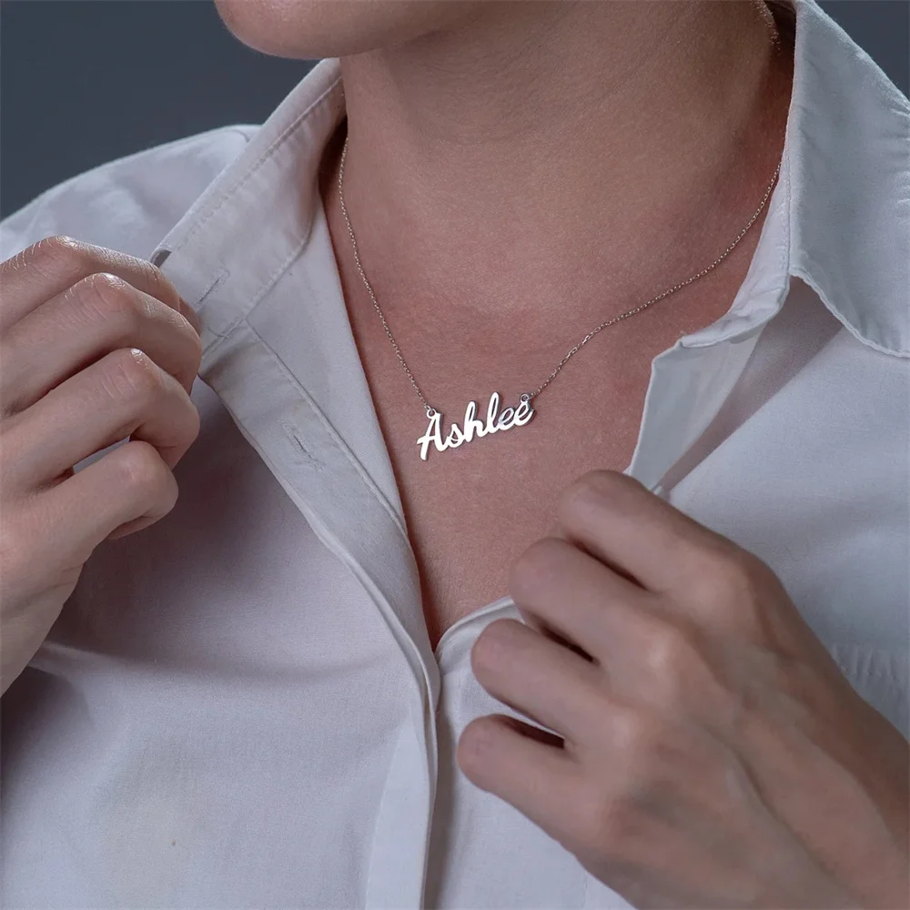 

Customize Name Necklaces Women Men Personalize Stainless Steel Chain Personalized Pendant Nameplate Necklace Jewelry Gift