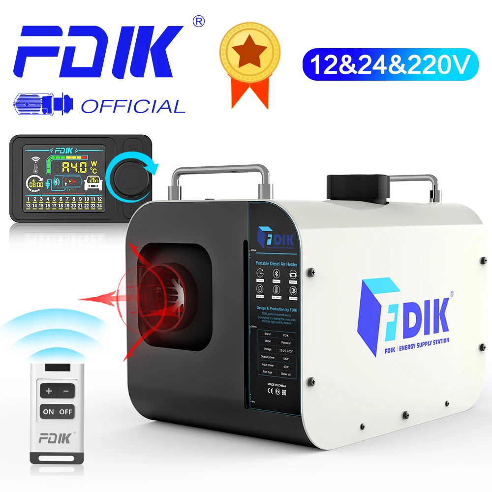 FDIK 12V 220V 5KW Portable Diesel Heater All In One LCD for Garage Similar Websato Eberspacher Heating Fan Air Heater Panda M