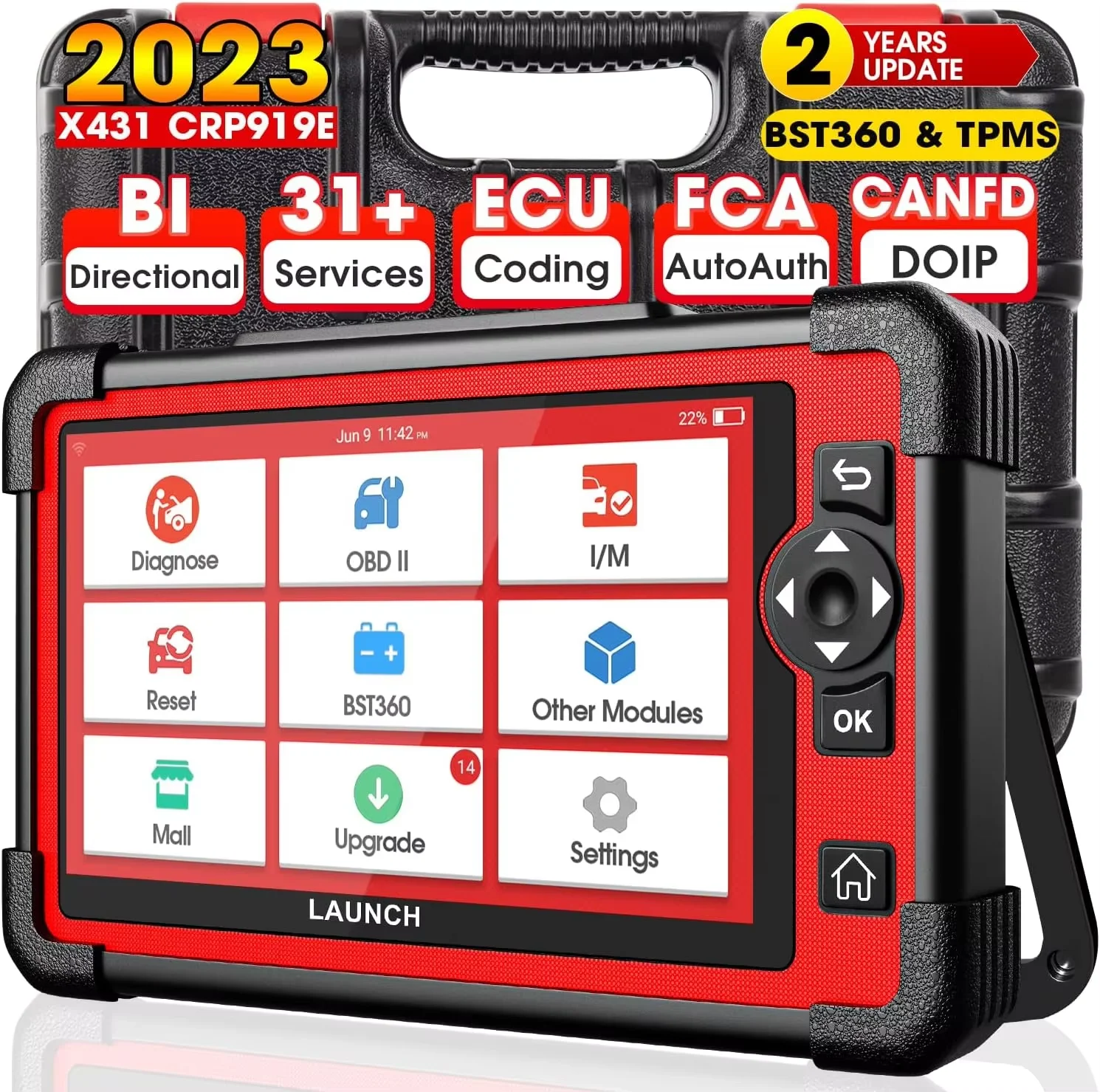 

X431 CRP919E Code Reader All System Diagnoses ECU Coding Diagnostic Tools Active Test AF IMMO 31 Resets OBD2 Scanner