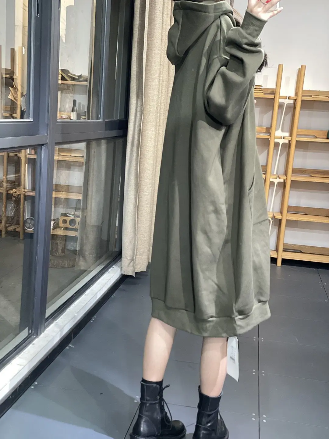 Plus Size 5XL 150KG Winter Fleece Dress Hooded Solid Color Warm Women Dress Long Sleeve Vintage Large Loose Vestidos