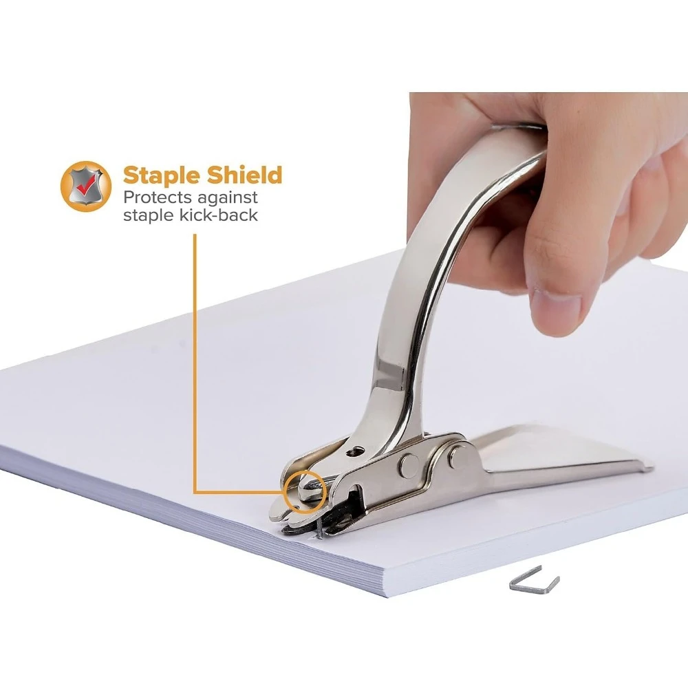 Office Heavy Duty & Carton Staple Remover, Built in Staple Shield, Wear- Resistant Nickle Plated Finish Chrome