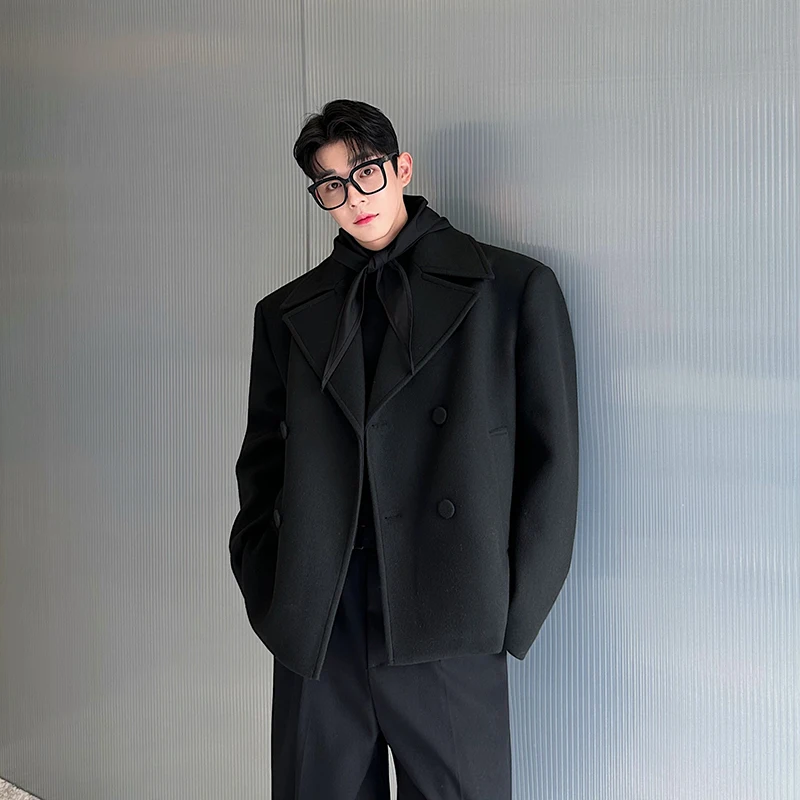 

Мужское шерстяное пальто Bla Cleanfit Heavyweight с двубортным воротником, осенне-зимнее, повседневное, модное