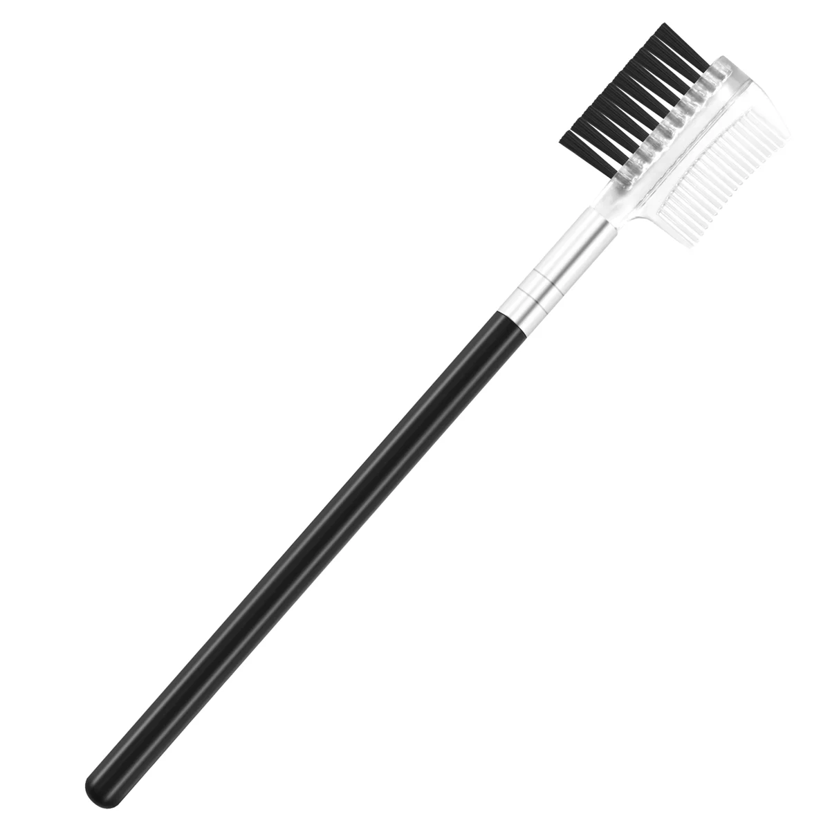 Women Double-sides Brow Comb Eyebrow Brush Wood Holder Make-up Cosmetic Makeup Tool 1pcs Black