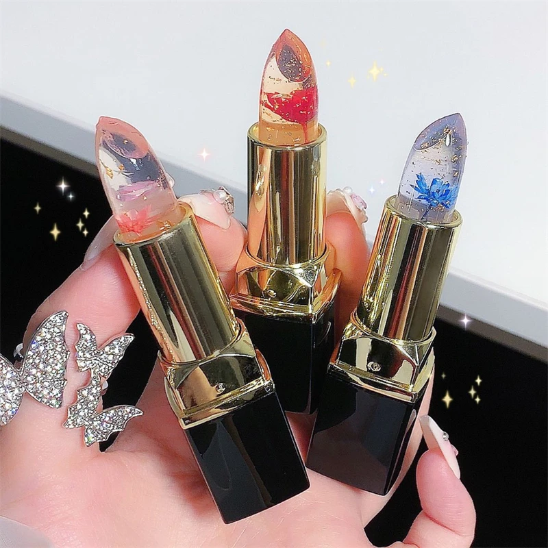 Temperaturfarbwechselnder Blumen-Lippenstift Feuchtigkeitsspendender Kristall-Lippenbalsam Wasserfester Langanhaltender Jelly-Lippenstift Lippenpflege Make-up – Detail 16