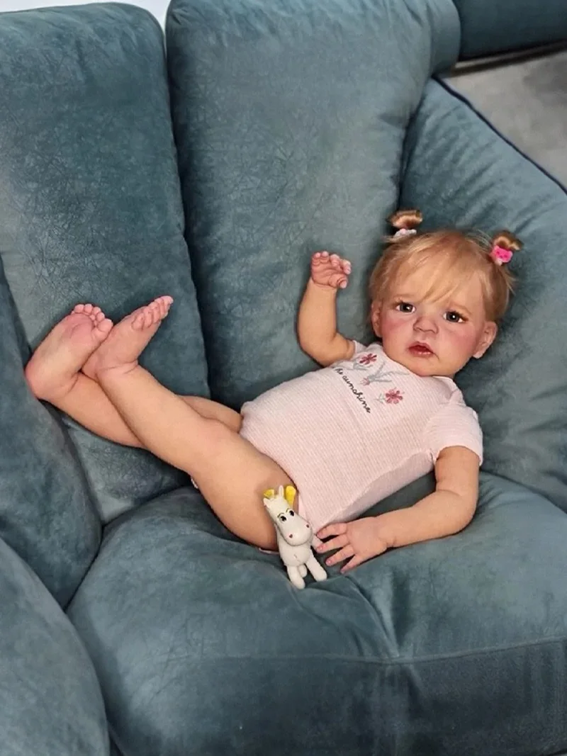 

Cokela 60CM Reborn Toddler Popular Cute Girl Doll with hand-Root hair Soft Cuddle Body High Quality Doll TOYS