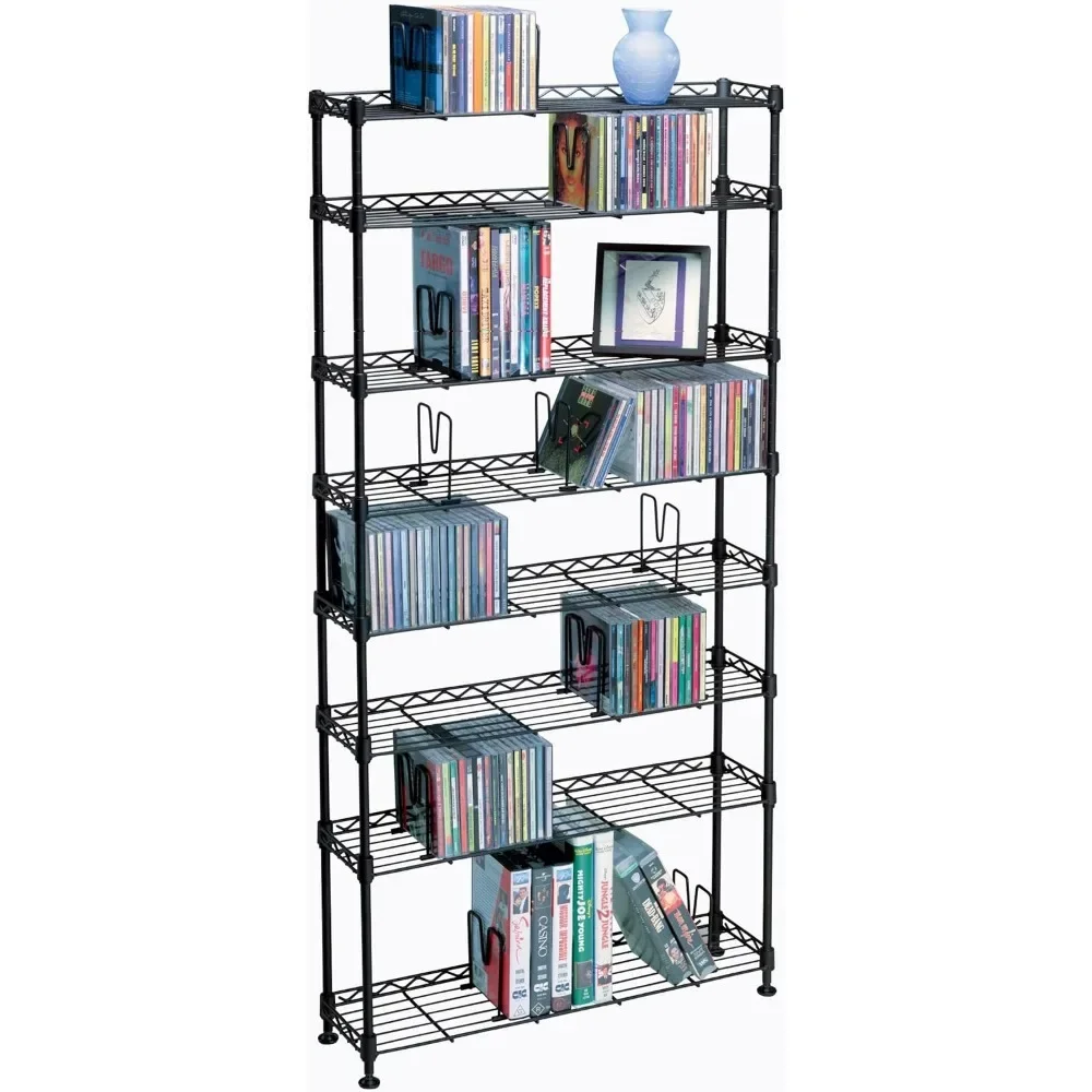 Maxsteel-8-Tier Heavy Gauge Steel Wire Storage Shelving, segure até 440 CD, ótimo para organizar e colecionáveis, em preto