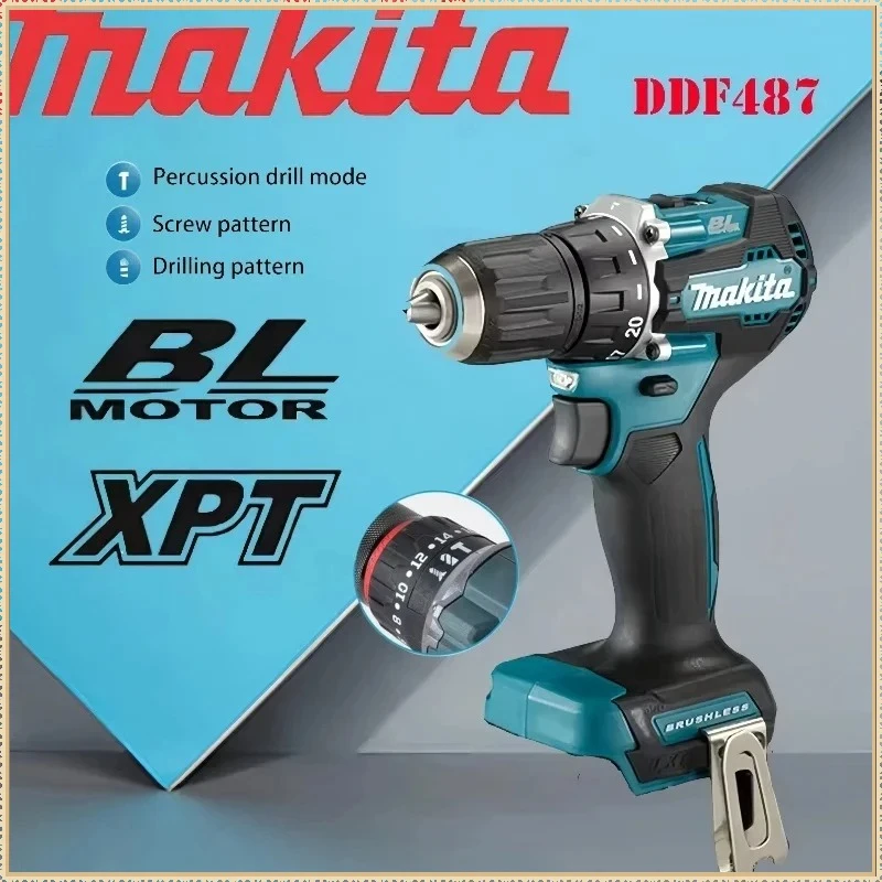 

Компактная аккумуляторная ударная дрель Makita DDF487 с регулируемой скоростью, электрический инструмент, перезаряжаемая бесщеточная дрель для аккумуляторов Makita