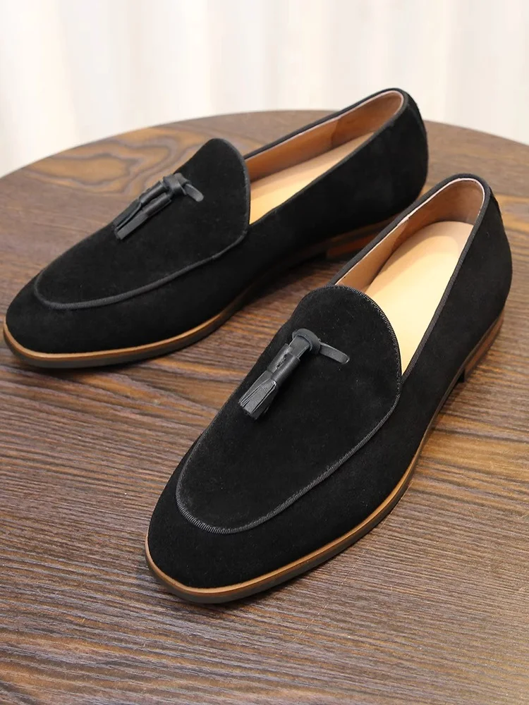 

Briti Sle Men's Slip-On Casual Loers Faionable Soft Leather Tassel Detailing Breathable Rubber Sole Comfortable oes