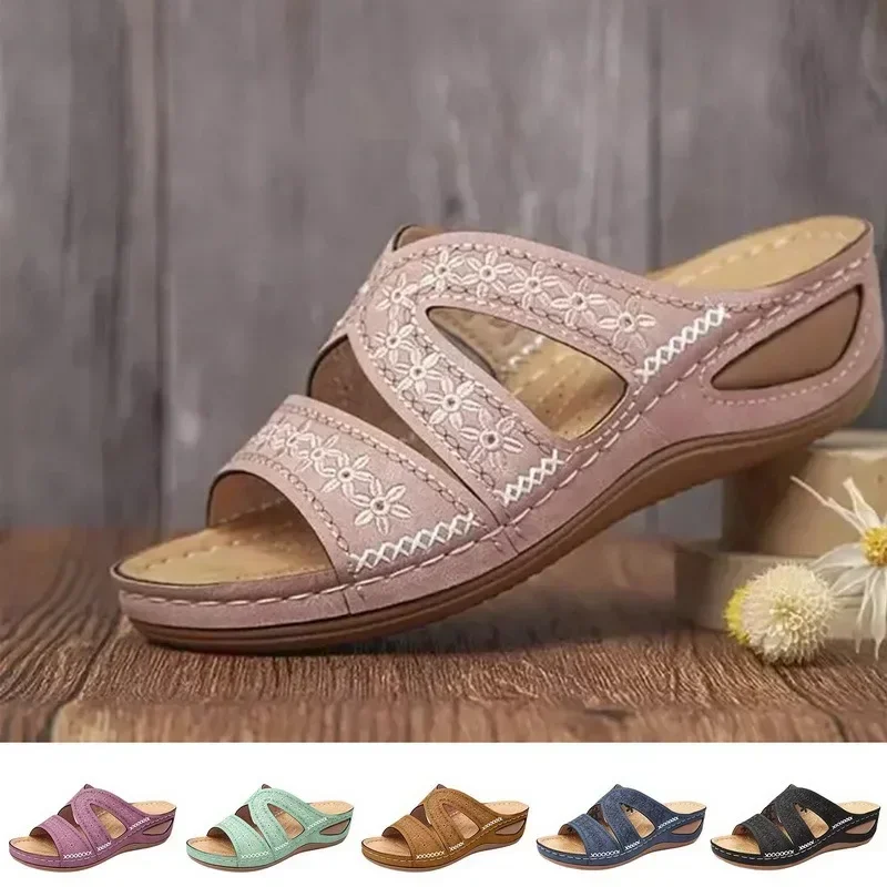 Sommer 2026 Damen-Sandalen mit offenen Zehen, Retro Rutschfeste Leder-Freizeitsandalen, Modische Vielseitige Damensandalen – Detail 2