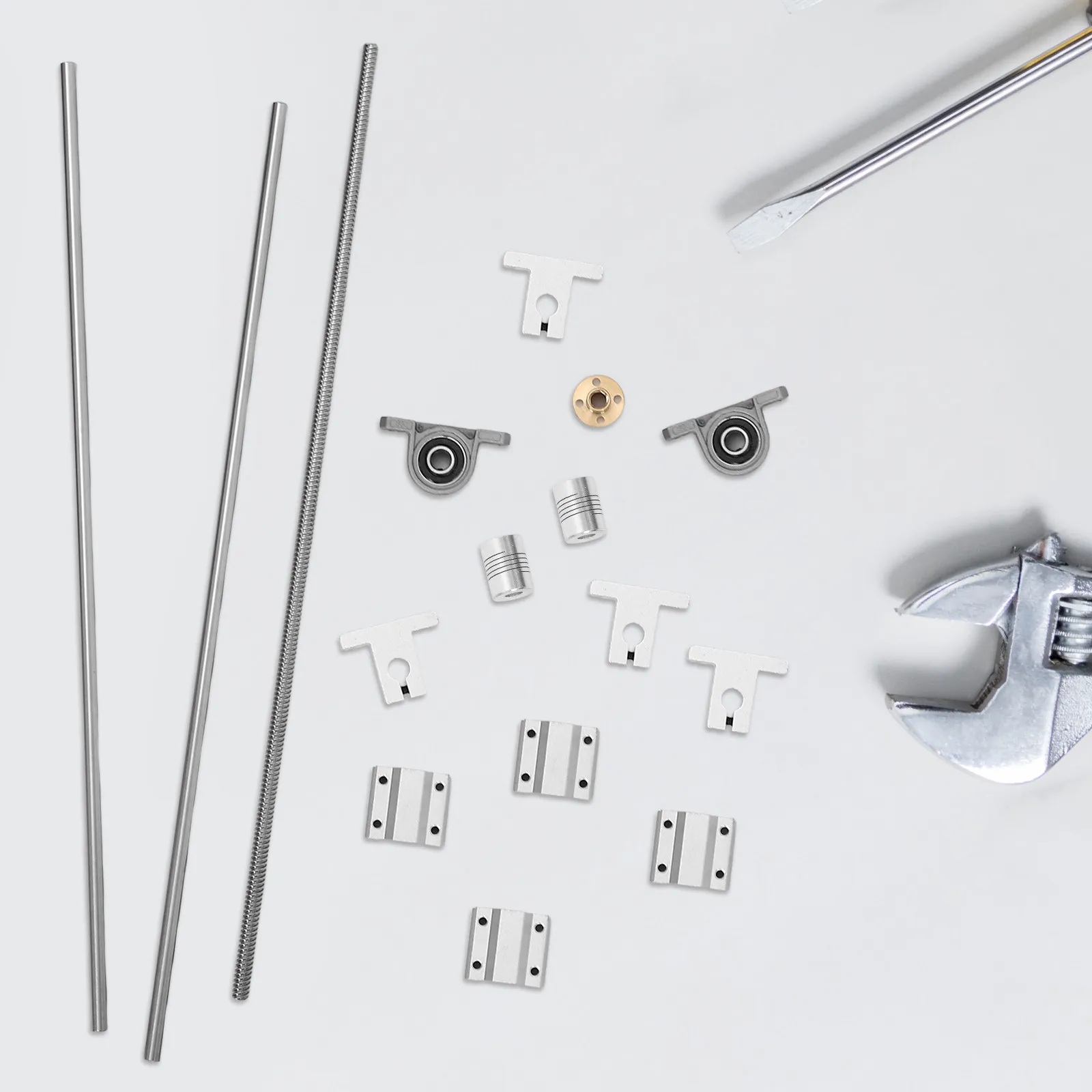 

Комплект из 8-мм оптических направляющих валов и линейных подшипников для 3D-принтера, детали слайдера, опоры для рельсов из нержавеющей стали, линейная направляющая