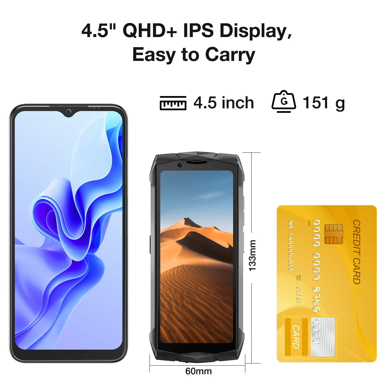 Weltpremiere DOOGEE Smini Robustes Telefon 4,5-Zoll-QHD-Display 8 GB + 256 GB Innovatives Display auf der Rückseite 3000 mAh 18 W Schnelllade-Mobiltelefone