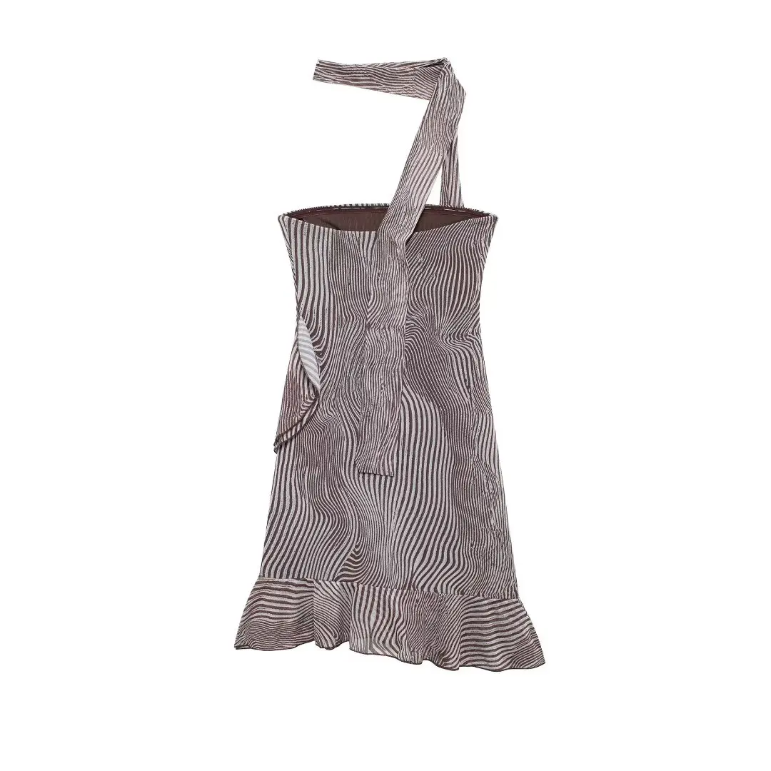 2024 New Autum Women\'s European and American Style Fashion Animal Print Tulle Suspender Skirt Street Style Slim Skirt