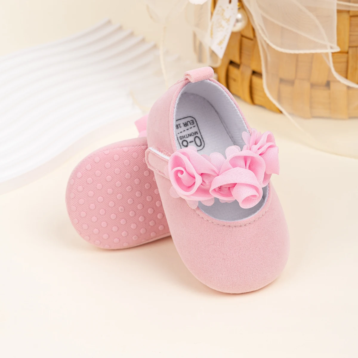 KIDSUN Baby Girls Shoes 3-Colors Flower Cotton Sole non-slip Princess Shoes Toddler First Walkers Crib Shoes Infant Moccasin