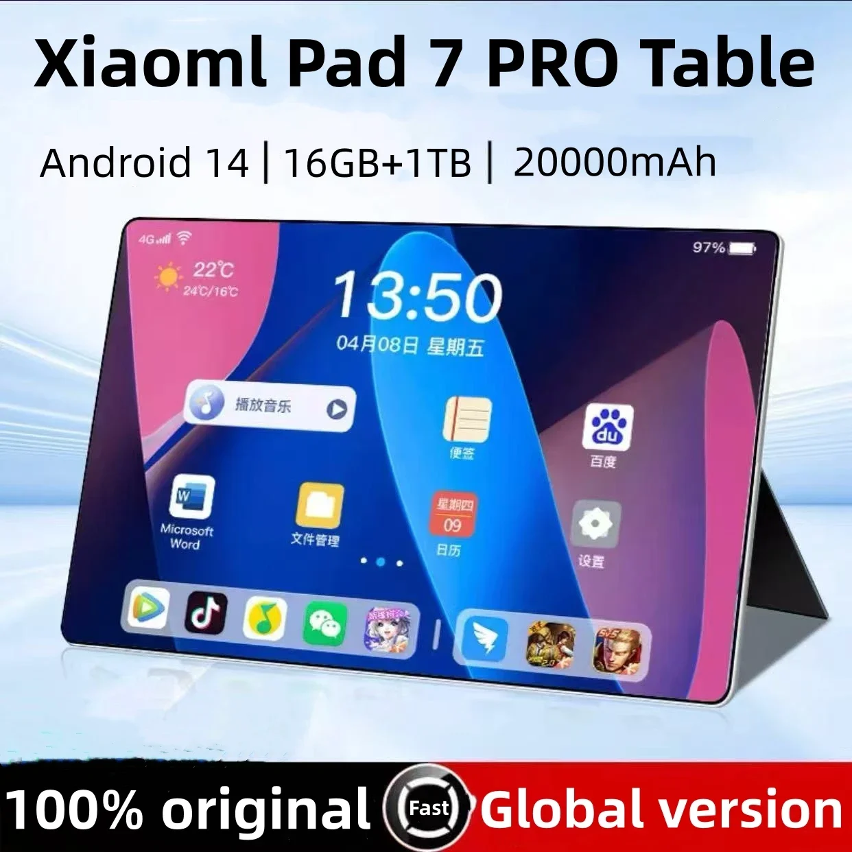 2024 Tablets Android Original Xioami P70 PRO Tablet 16GB+1T 20000mAh 12 inch HD 4K Android 14 10 Core WIFI Network Tablet PC