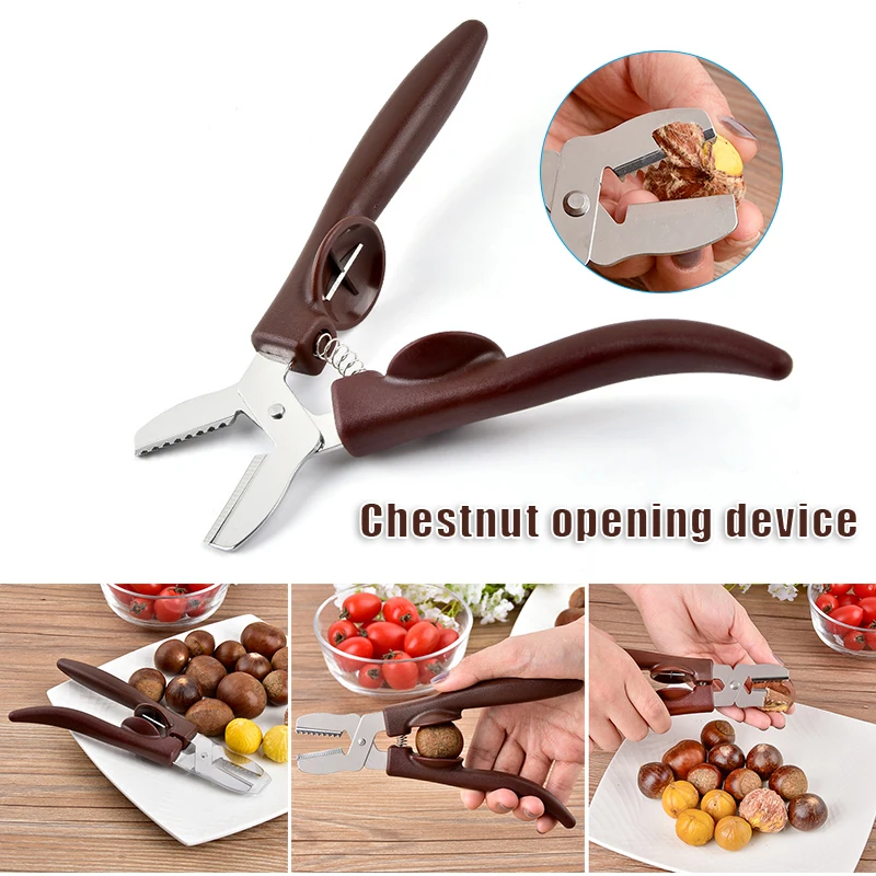Clip de castaña de acero inoxidable, alicates multifuncionales para nueces, tijeras para cortar castañas, abridor de nueces, Clip, utensilios de cocina
