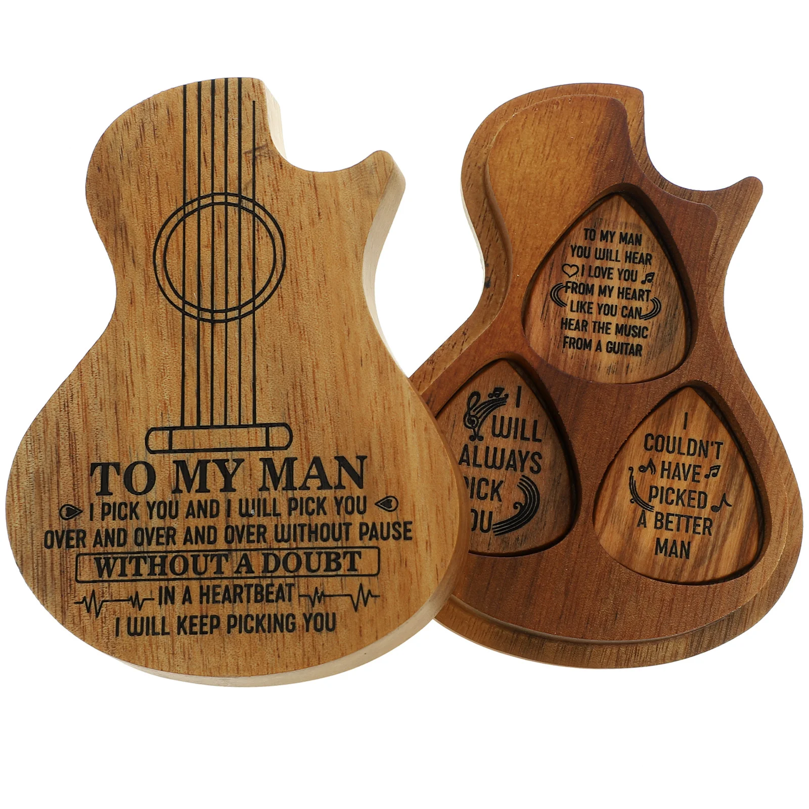 

1Set Guitar Pick Storage Organizer Wooden Box Holds 3 Picks Portable Lightweight Guitar Accessories Case Picks Storage Box