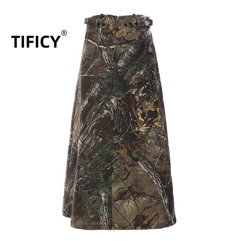 

TIFICY New Original Jungle Personalized Print Graffiti Adjust Button Back Zip Waist Long Dress