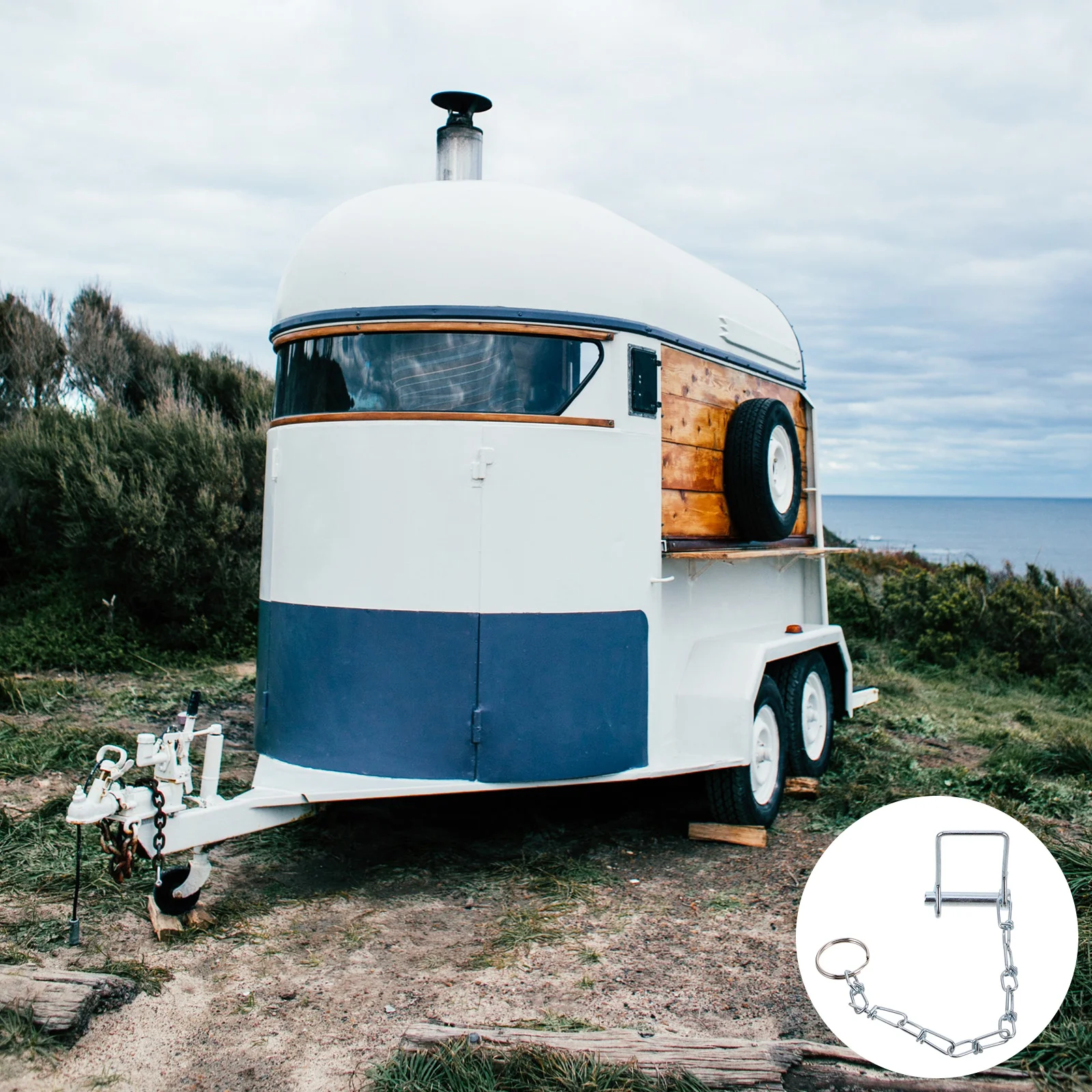 

Heavy Duty Galvanized Steel Trailer Coupler Pin Safety Pin Chain Secure Trailer Hitch Lock Stabilizer Hitch Pins