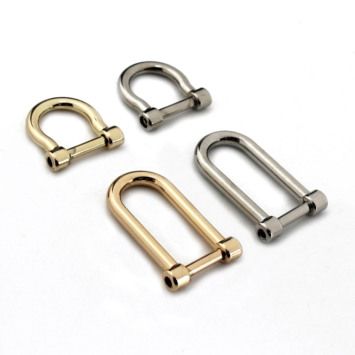 1pcs Alloy Staples Carabiner D Bow Shackle Leather Canvas Bag Belt  Fob Key Ring Keychain Hook Screw Joint Connector Buckle