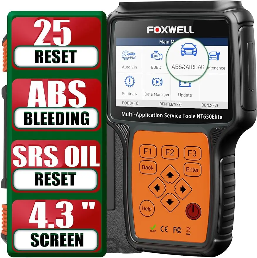 

FOXWELL Car Scanner NT650 Elite OBD2 Scanner with ABS and SRS, 25 Resets ABS Scan Tool, Airbag Reset Tool, ABS Bleeder Scan Tool