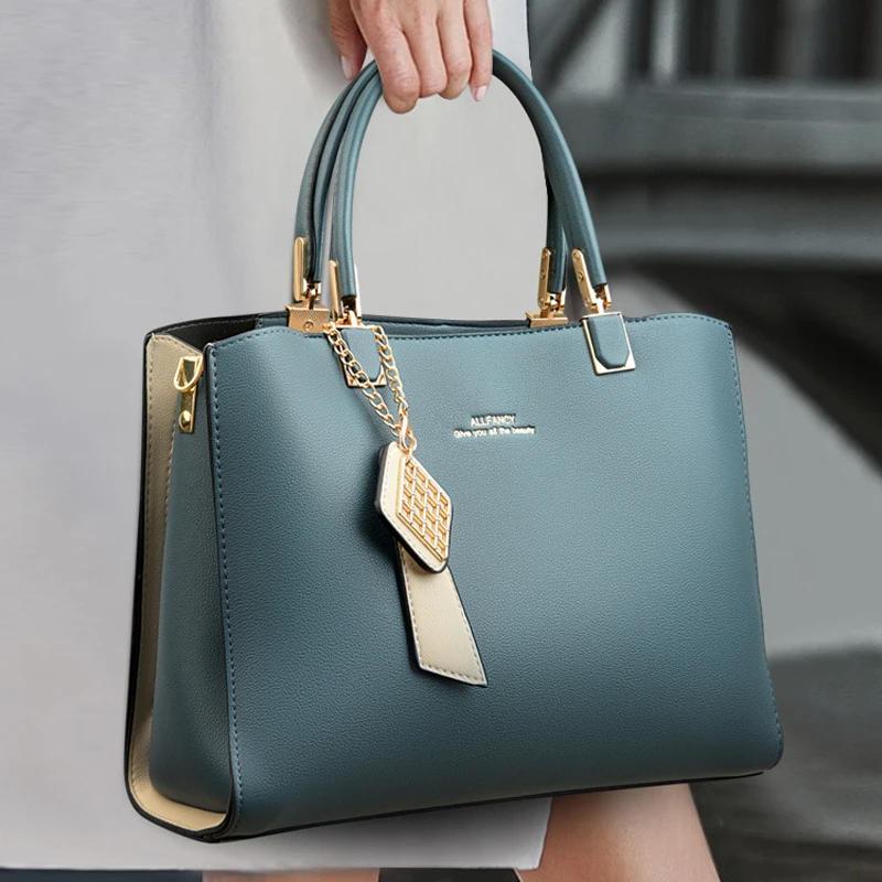 High Quality PU Leather Top Handle Satchel Purse For Women 2023 Brand Designer Luxury Clutch Handbags Solid Color Tote Bag Sac