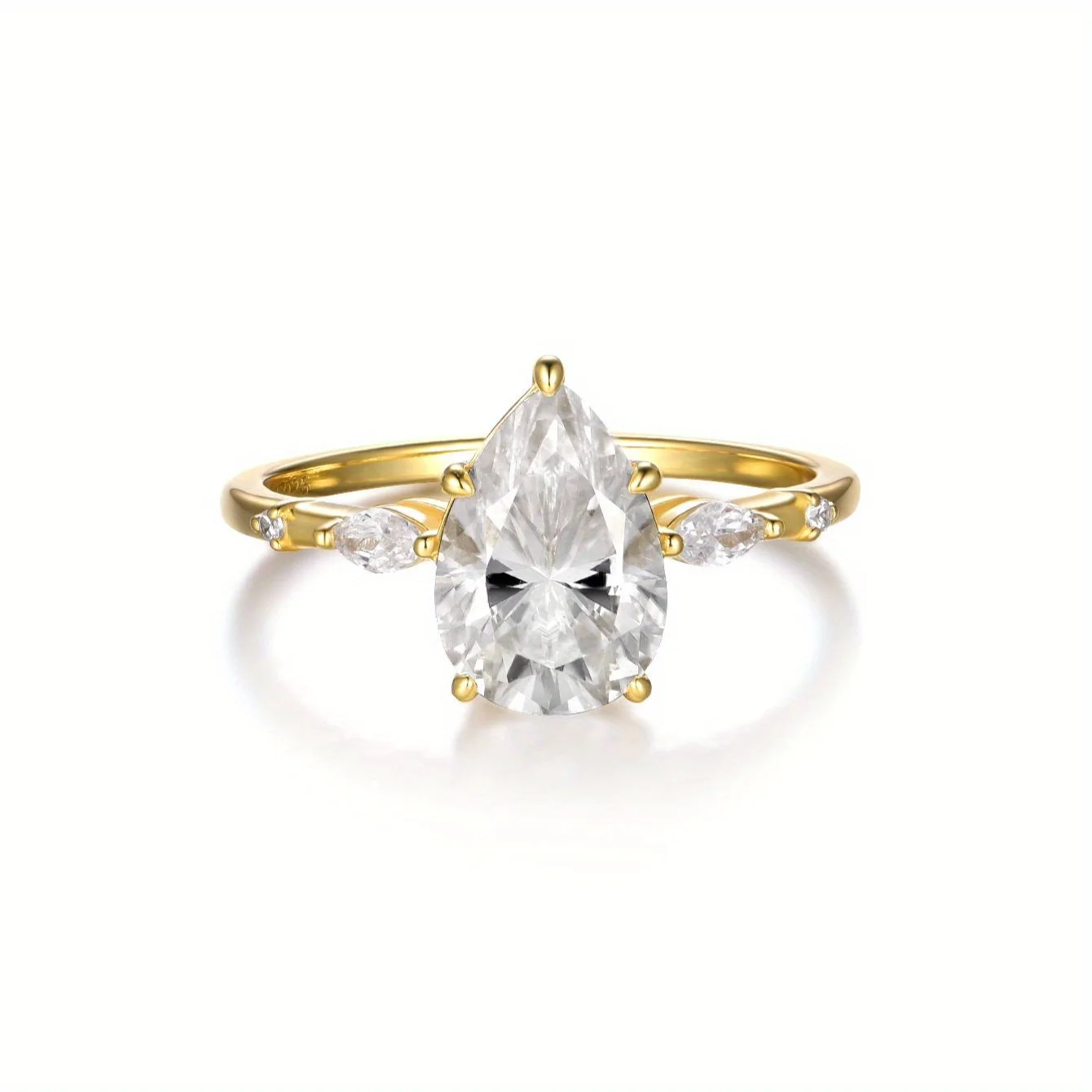 خاتم مويسانيتي على شكل دمعة 2 قيراط من الفضة الإسترليني S925 مجوهرات راقية مطلية بالذهب عيار 18 قيراط مناسبة لتقديم الهدايا والذكرى السنوية #4