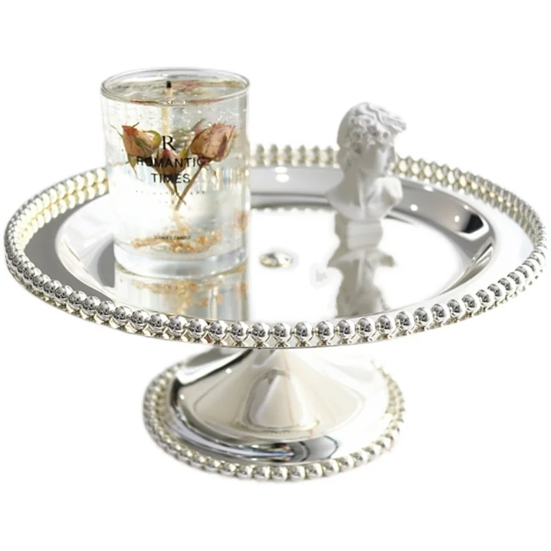 

High-Grade round Display Plate Aromatherapy Candle Tray Tea Break Afternoon Tea Dim Sum Rack Fruit Pastry Plate Dessert