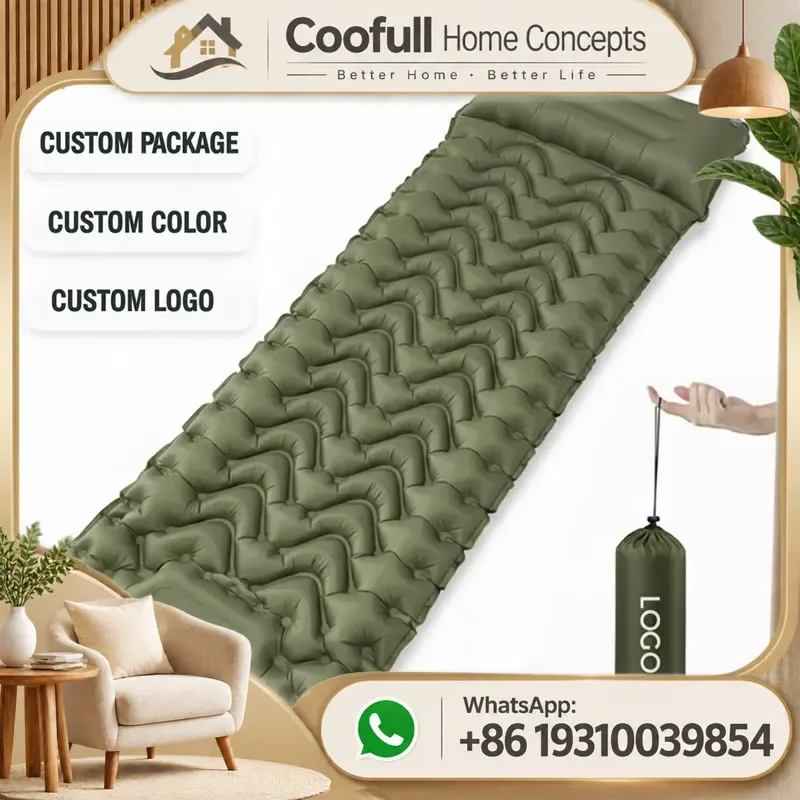 Portable Air Mattress TPU Nylon Waterproof Insulated Built-in Pump Single Size Lightweight Compact For Hiking Camping Travel