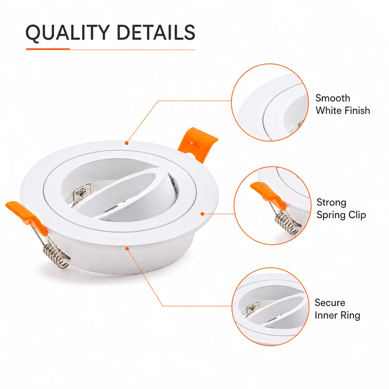 JOYINLED Round White 1/6/10PCS Recessed Spotlight Frame LED Downlight Housing D90mm Cutout 70mm Adjustable GU10 MR16 Bulb Holder