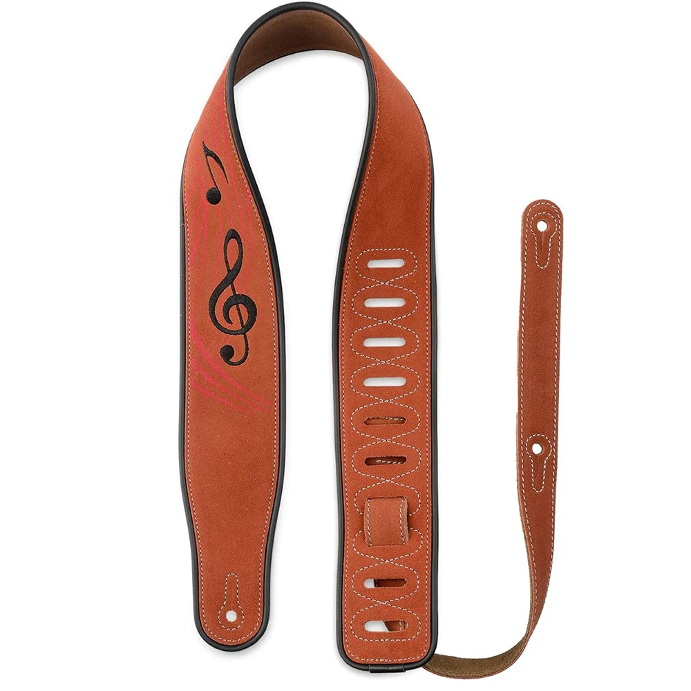 Durable Leather Guitar Strap, 2.8 Inches Width Suede Guitar Strap for Bass, Electric guitar and Acoustic Guitar 