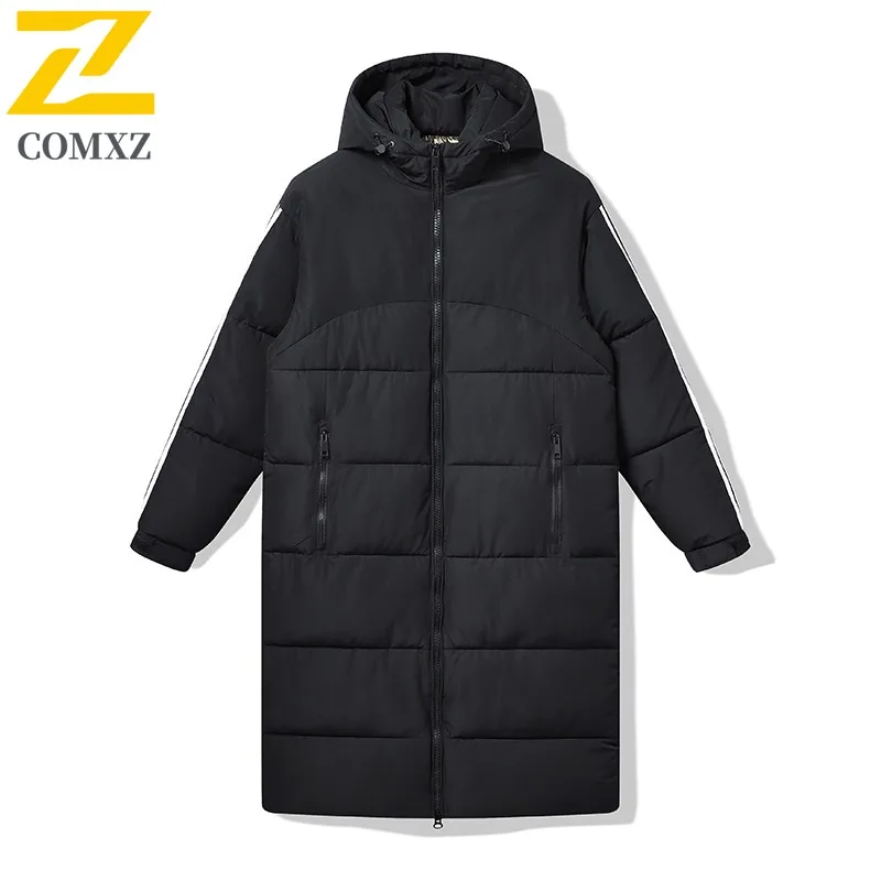 COMXZ يندبروف معطف الحشو منتصف طول حجم كبير بلون العمل الدافئة القطن وسادة مبطنة 2025 الثلوج فضفاض الرجال الخبز سترة #1