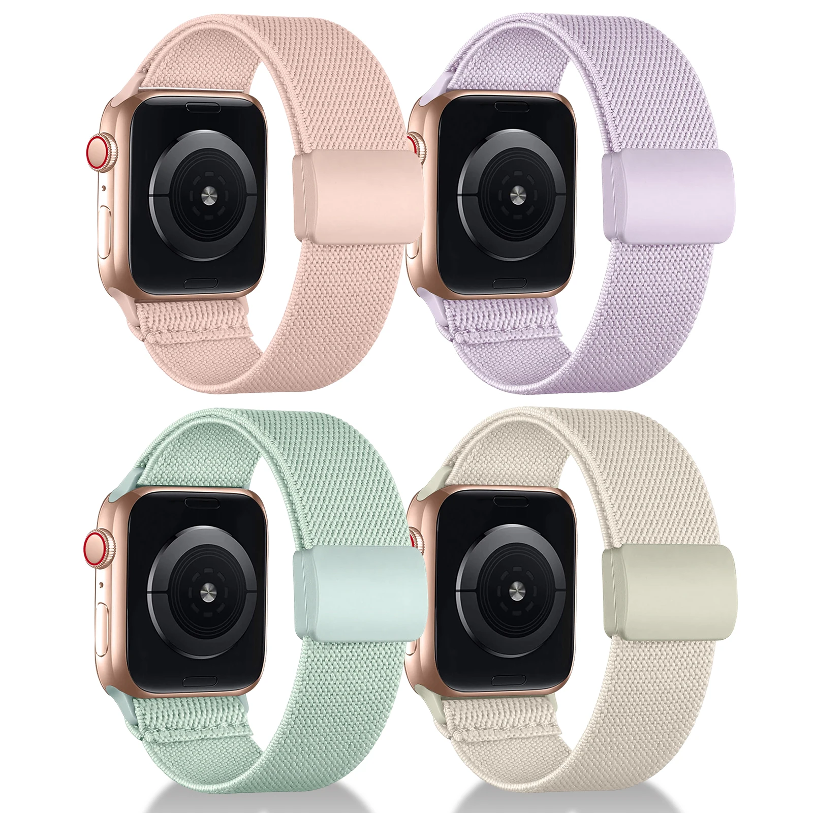 1 pacote de pulseira elástica trançada com fivela magnética compatível com apple watch, pulseira masculina feminina 38mm 40mm 41mm 42mm 44mm 45mm 49mm
