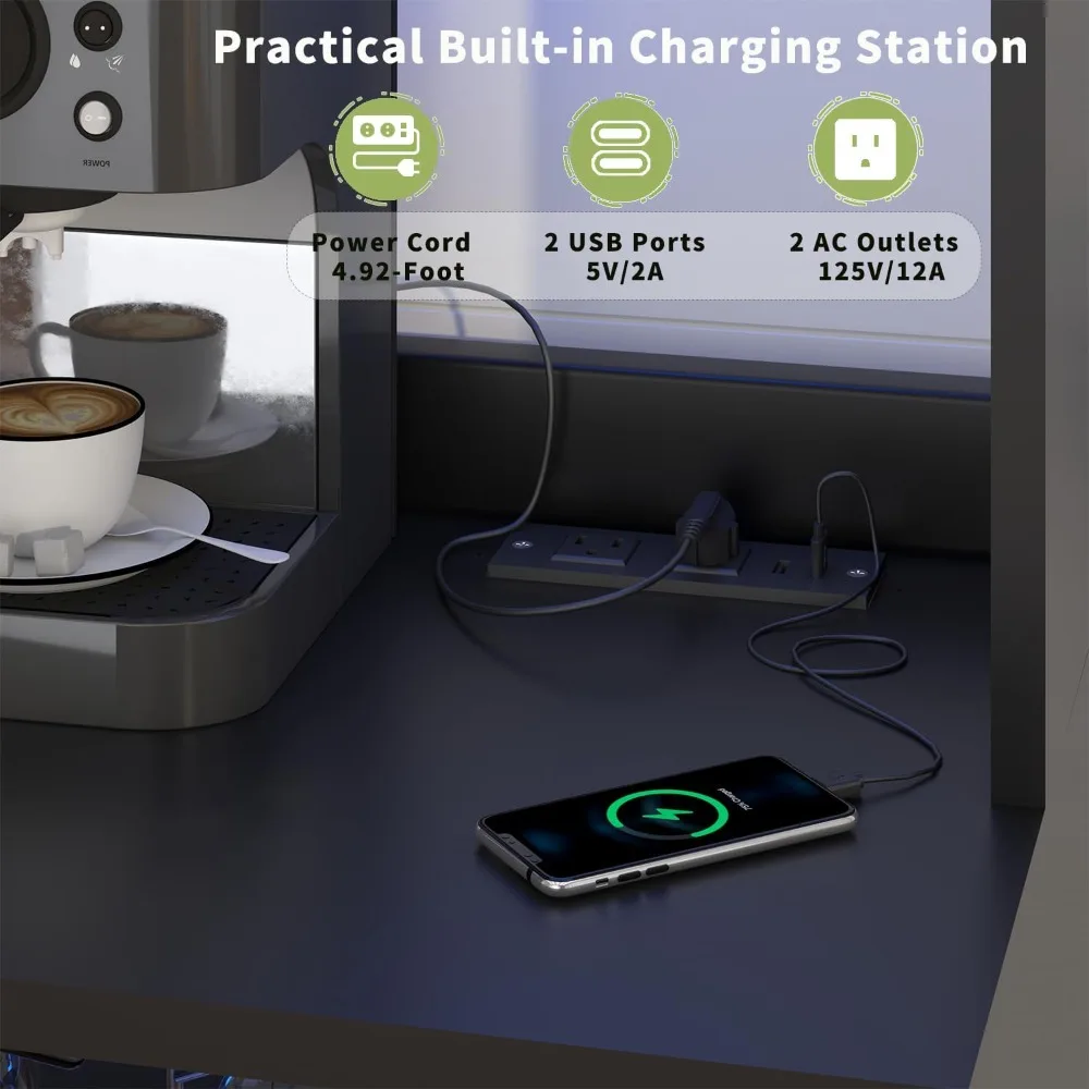 67.3" Tall Modern Black Kitchen Pantry Storage Cabinet with Drawer and Shelves, Tilt Out Trash Can, Coffee Bar Wine Cabinet with