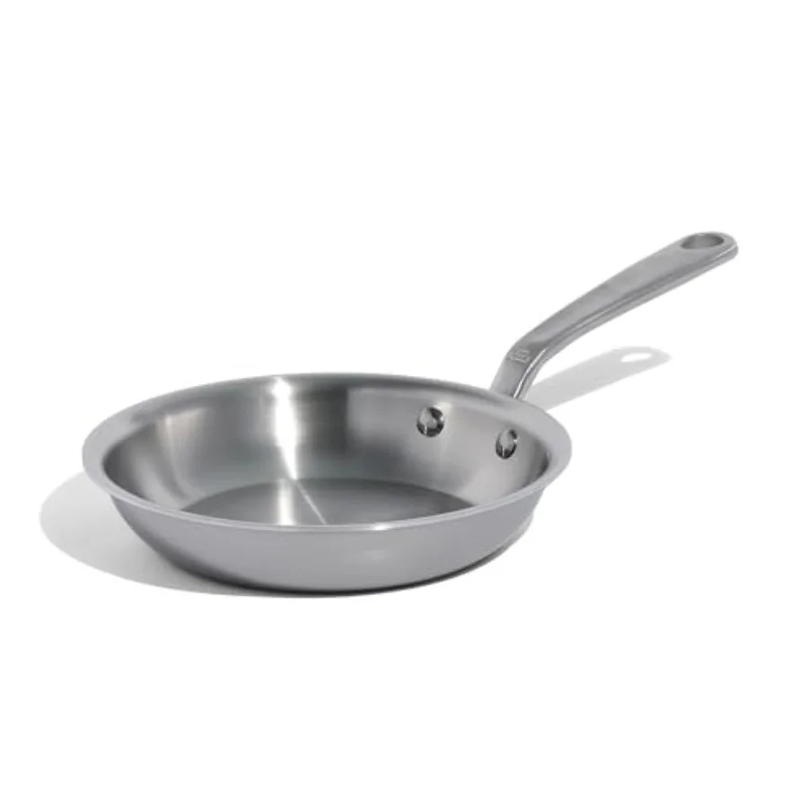 

Cookware - 8-Inch Stainless Steel Frying Pan - 5 Ply Stainless Clad - Professional Cookware - Crafted in Italy - Induction Comp