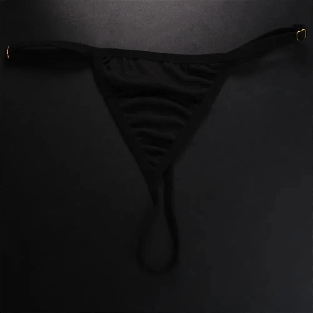 Culotte tanga papillon sexy, sous-vêtements, lingerie transparente en biscuits, noir, string G, bikini, slip triangle au dos, bijoux de corps