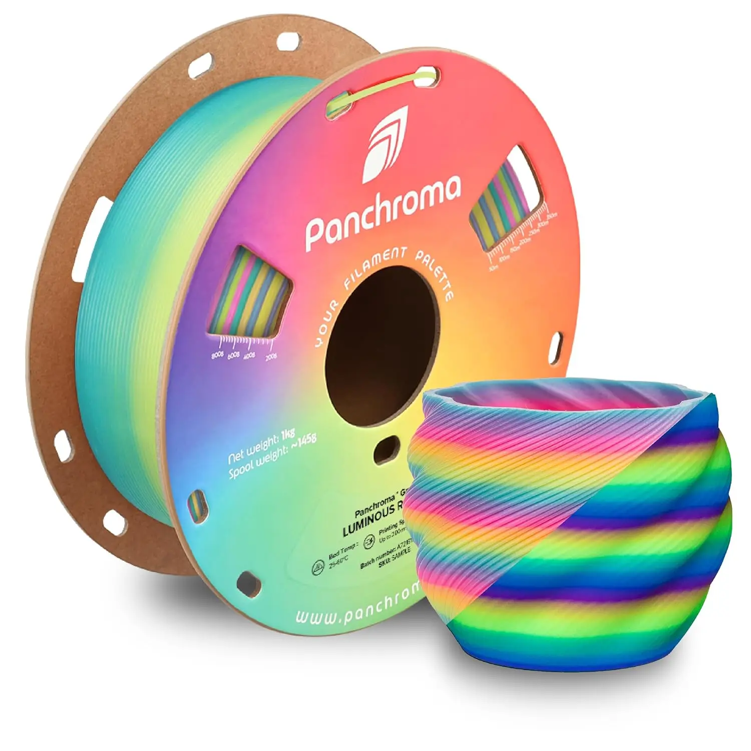 

Gradient Luminous Rainbow PLA Filament 1.75mm, 3D Printing Material for Most FDM Printers, 1kg Spool