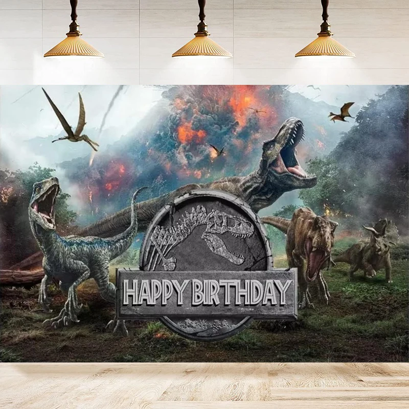 

Photography Backdrop Dinosaur Themed Safari Jungle Background For Boys Girls Birthday Party Banner Poster