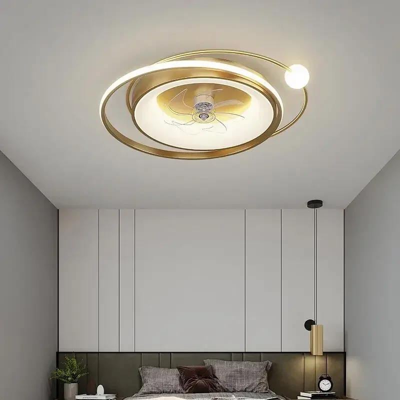 Ceiling fan light 110V 220V ultra-thin ceiling fan light bedroom Nordic restaurant smart ceiling fan dimming remote control