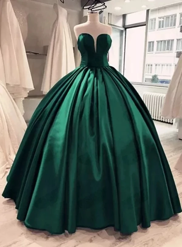 ANGELSBRIDEP-Vestidos Vintage De Quinceañera, prenda De satén con cuello De pico profundo, longitud hasta el suelo, Vestidos De fiesta De princesa para cumpleaños