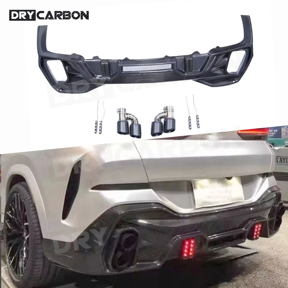 

Задний бампер из углеродного волокна, диффузор, разветвители для губ для BMW X6 G06 M Sport 2020-2023, задний диффузор, спойлер, комплекты кузова из FRP