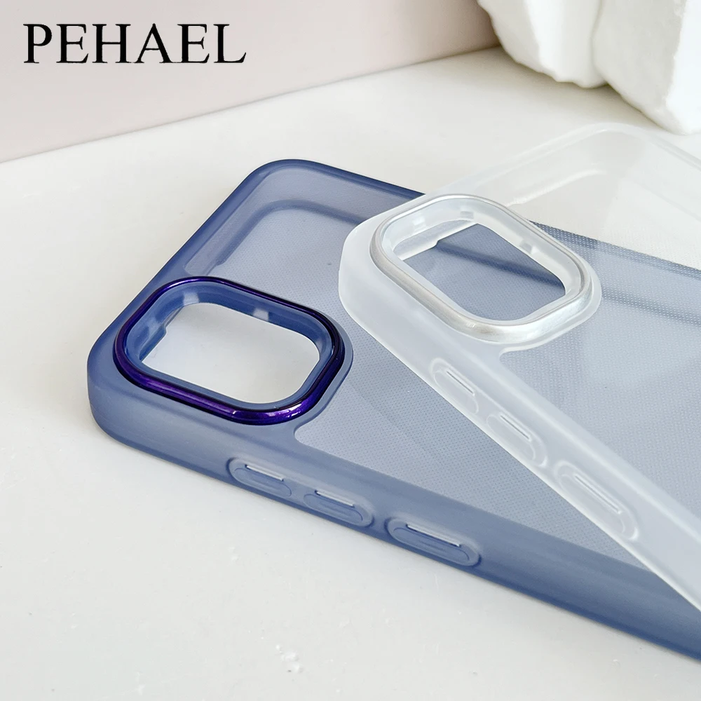 PEHAEL Metal Camera Protective Soft Case for Samsung J7PRIME S10 PLUS S20 FE S21 S22 ULTRA 5G Fashionable Transparent Phone Case