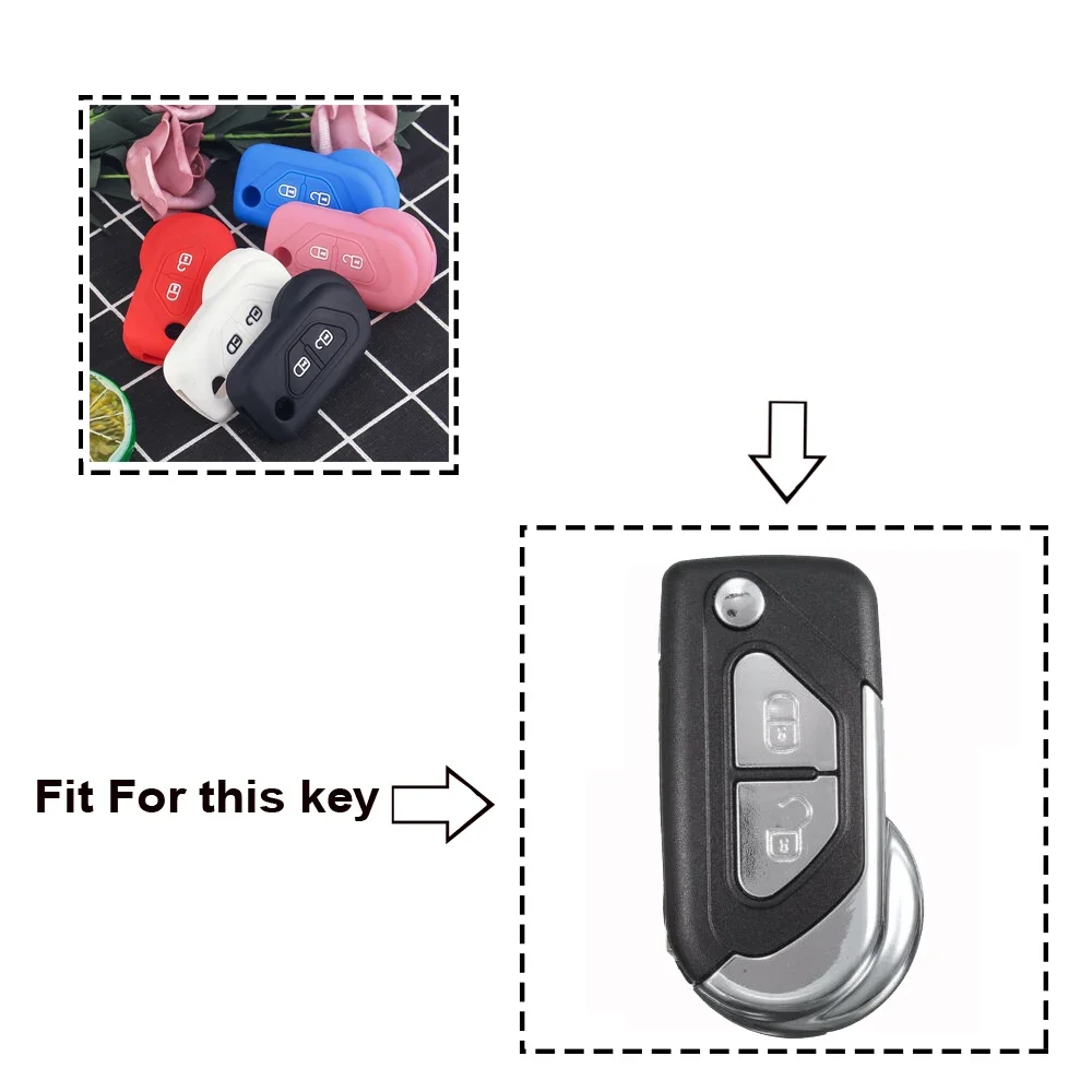 KEYYOU 2 Button Silicone Car Key Case For Citroen DS3 2009-2016 Protector Cover Holder Skin Car Silicone Car Flip Key Case Cover