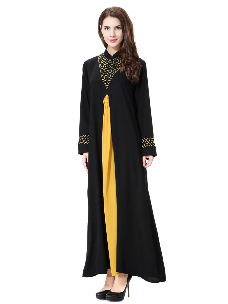 

Caftan Marocain Femme Middle Eastern Women's Abaya in Linen Blend with Elegant Embroidery Moroccan Kaftan Arabic Dress Abayat