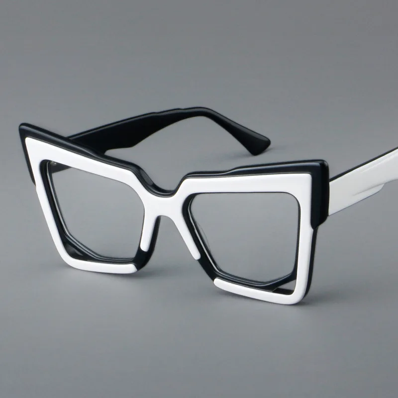 KIZN 고양이 눈 아세테이트 근시 안경 빅 프레임 여성 고품질 레트로 컬러 차단 광학 처방 Customi -0.50 ~ -10