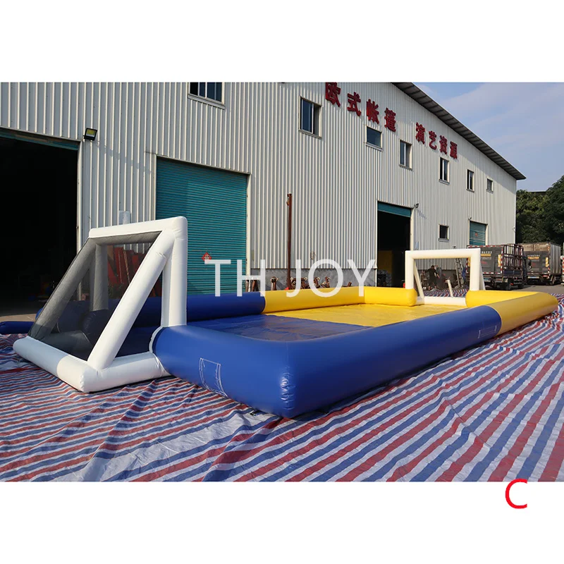 by ship to door, outdoor giant Inflatable water soap soccer field,commercial 14x7m inflatable football pitch arena with floor