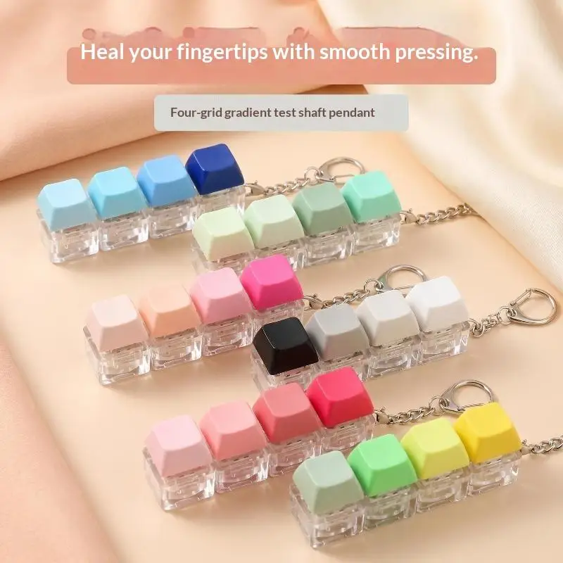 4-button Keycaps Keyboard Fidget Keychain Stress Relief Fidget Clicker Toy Decompression Toy Bag Pendant
