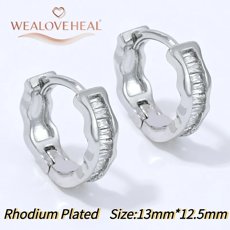 ohrringe, ohrringe damen, 18K Vergoldete Messing Gedrehte Huggie Creolen für Damen mit Zirkonia-Kugeln, schlichter, trendiger Alltagsschmuck, Valentinstagsgeschenk – Detail 40