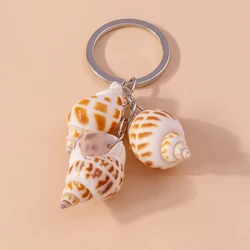 Cute Summer Beach Conch Keychain Marine Life Keyring Pendants for Key Holder Women Girls Handbag Accessories DIY Jewelry Gifts