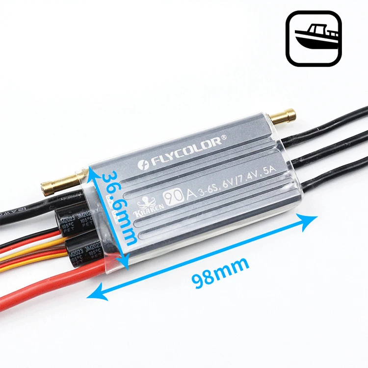 FLYCOLOR KRAKEN 3-6S مقاوم للماء بدون فرش ESC وحدة تحكم إلكترونية في السرعة RC قارب سباق 40A/60A/90A/120A/150A/180A يبو بلاستيك